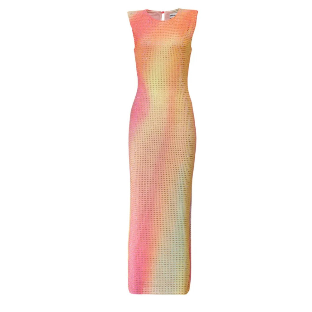 Self-Portrait Mesh Rhinestone Midi Dress